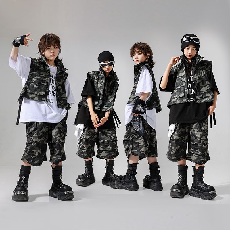街舞儿童hiphop马甲套装