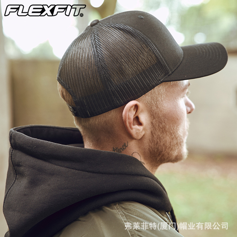 yupoong-snapback棒球鸭舌帽弯沿网纱帽子开放可调节分销代销