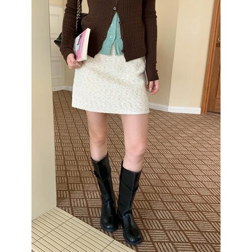 3th Morning 浪漫氛围组 小众设计感亮丝高腰A字短裙ZY3302