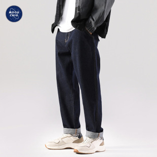 沐丘男装∣2026春季美式潮牌锥形牛仔裤男宽松街头原色直筒长裤子