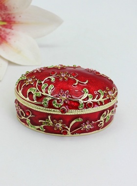 情人节礼物珐琅彩小饰品收纳盒椭圆珠宝首饰盒创意耳环戒指收纳盒