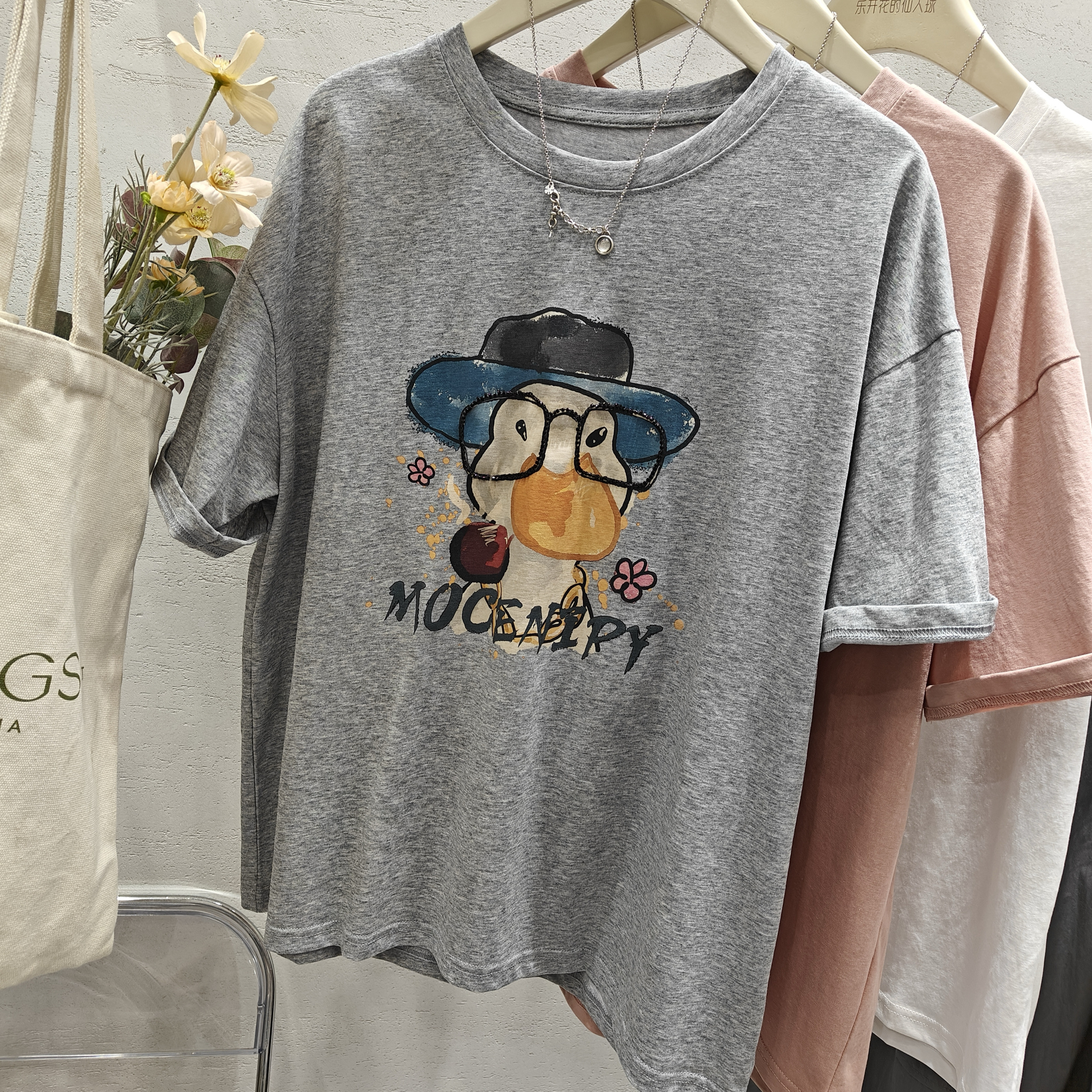 韩版大版型休闲夏季短袖卡通显瘦