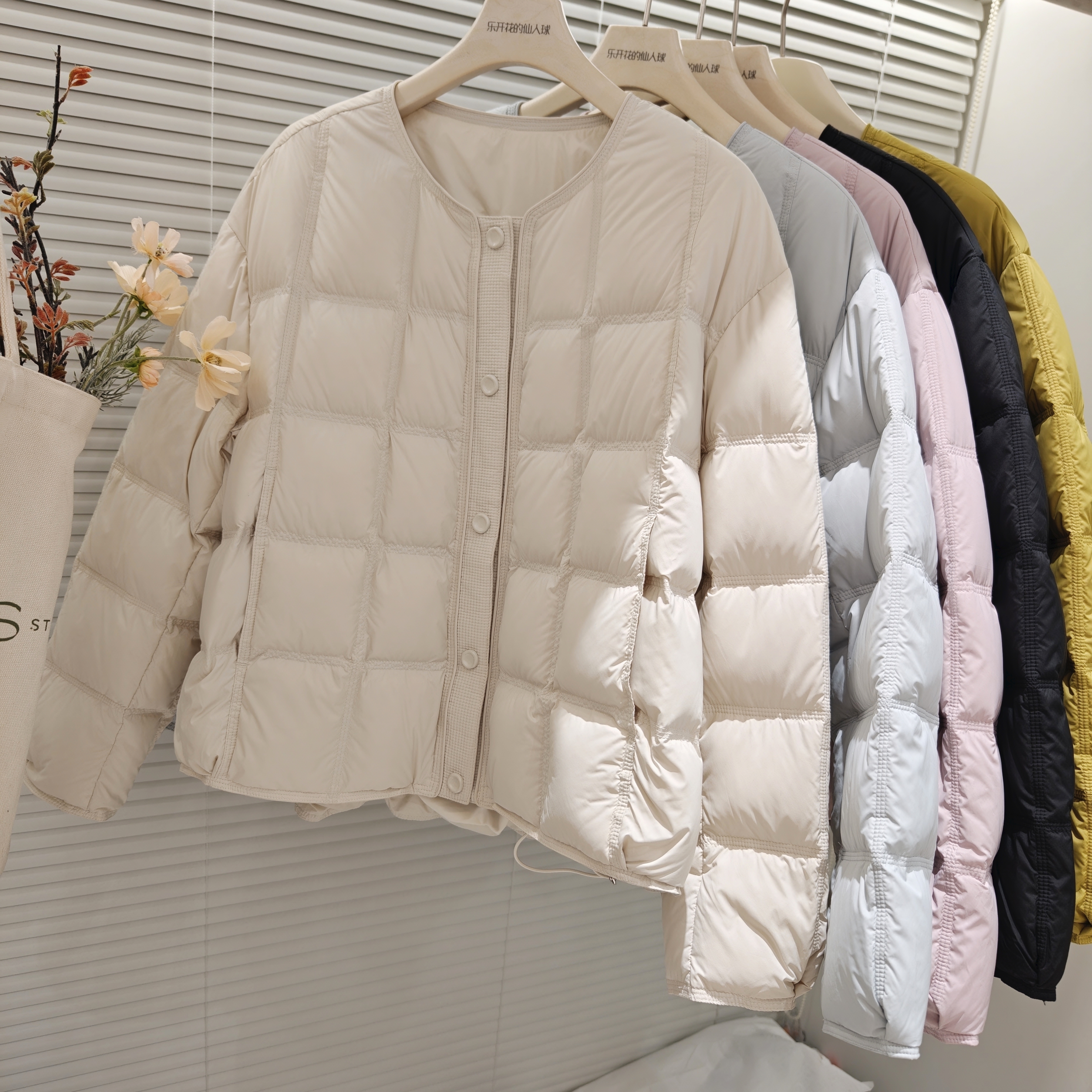 女短款方格宽松保暖面包服外套