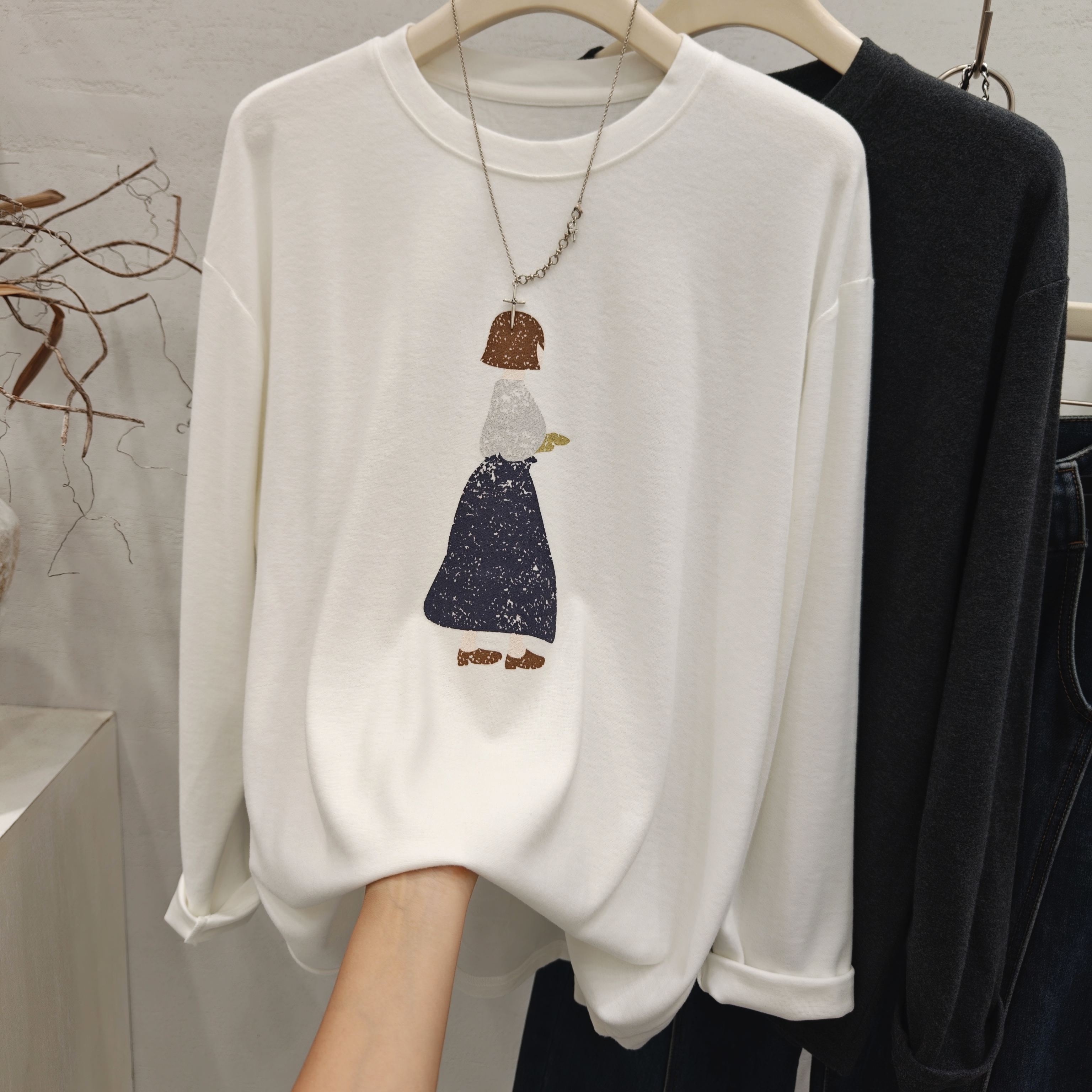 卡通女孩印花柔软磨毛宽松大版