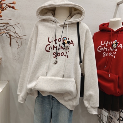 韩系时尚百搭宽松显瘦连帽卫衣女