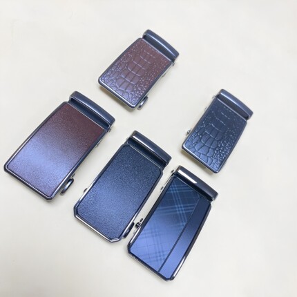 男士自动扣皮带扣头贴皮鳄鱼纹合金商务休闲腰带扣3.5cm带身卡扣