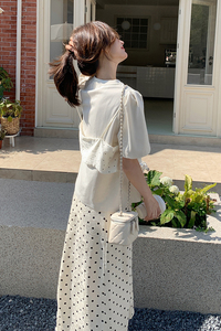 赫本风波点假两件套装裙女夏2025新款流行盐系绝美小清新爆款网红图片