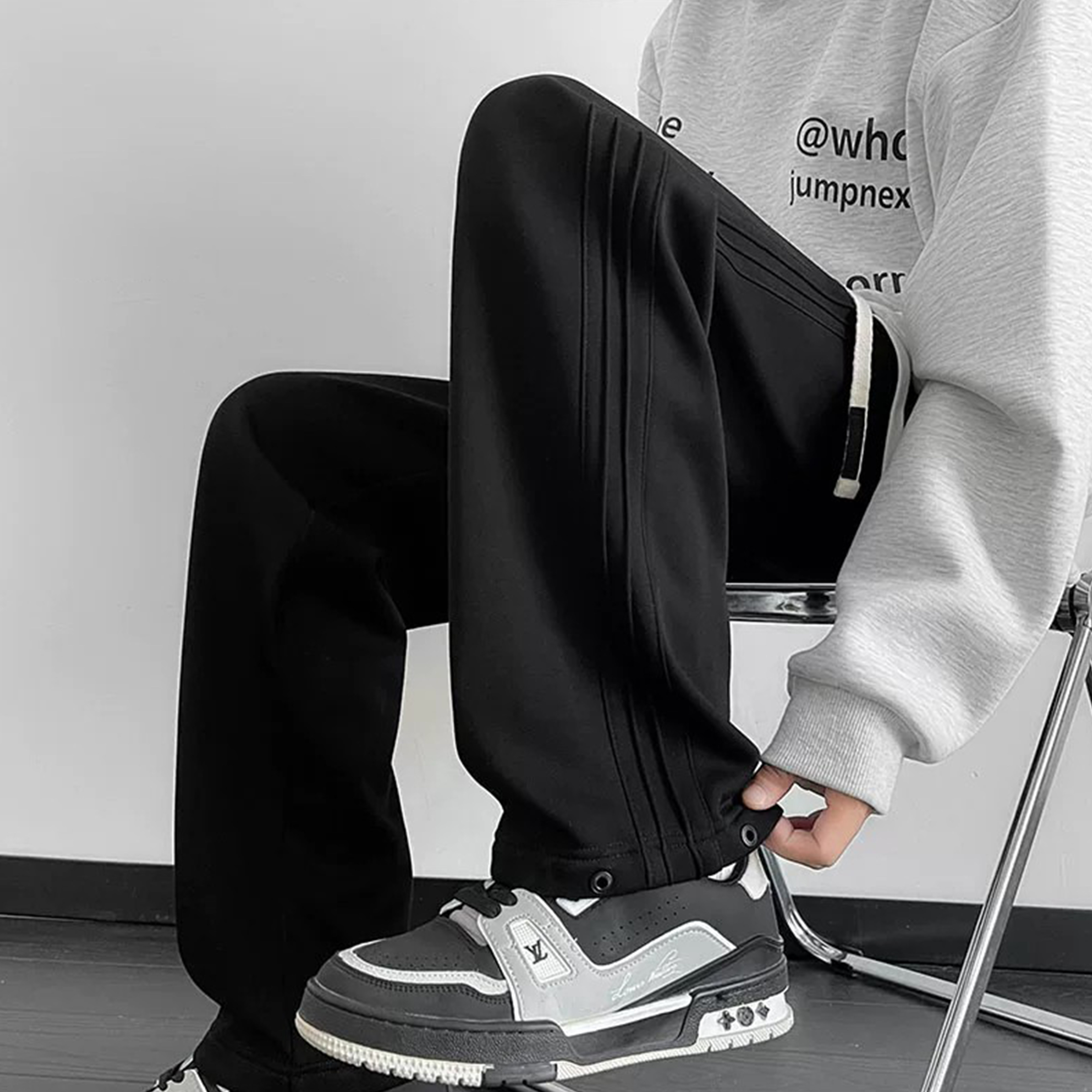 Men's Black Loose-Fitting Versatile Straight-Leg Casual Pants, Sweatpants for Boys, New Autumn Pants for Teenagers
