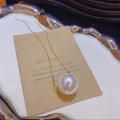 钛钢不掉色路路通大号一颗珍珠项链时尚 百搭小众设计感气质锁骨链