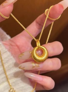 小金坨峰拉丝胖福平安扣项链女