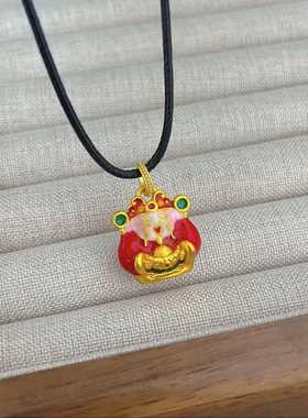 笑眯眯财神爷项链铜肖邦链女招财