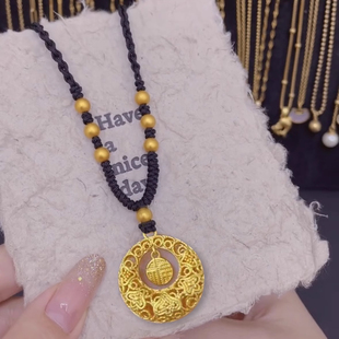 新中式祥云福牌花丝双面灵动平安扣项链福气满满平平安安毛衣链女