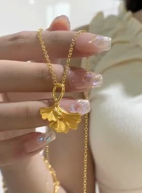 三生有杏花项链M扣铜盒子链气质