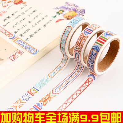 中国风和纸胶带故宫纹系列少女心手帐相册日记边框装饰窄胶条贴画