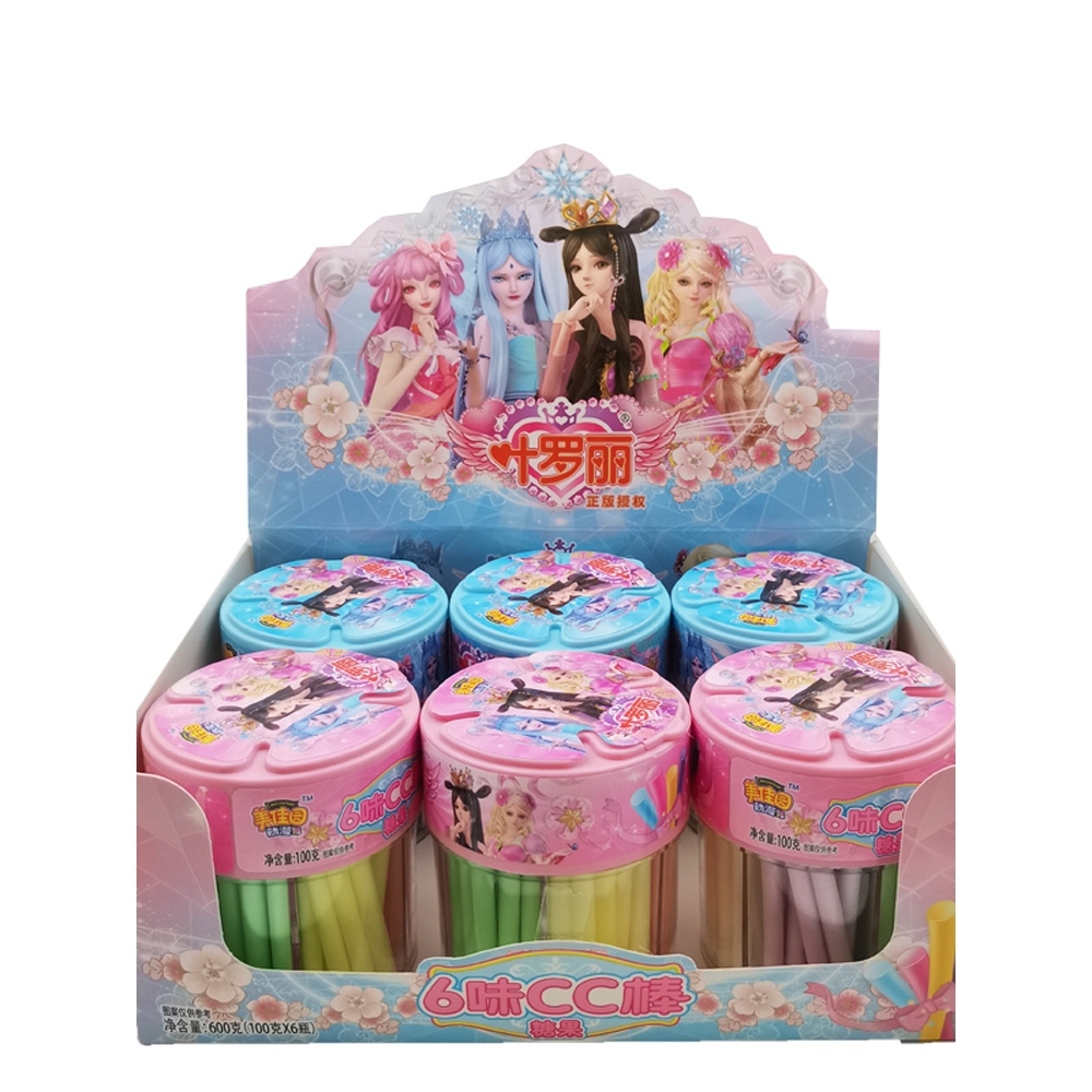 叶罗丽6味cc棒吸管糖果酸甜好吃儿童礼物休闲糖果罐装cc乐吸管糖