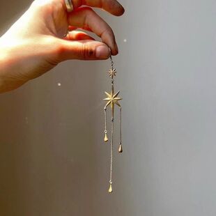 「星罗棋布」八芒星水滴吊坠长款小众冷酷风耳坠复古小众耳环耳饰