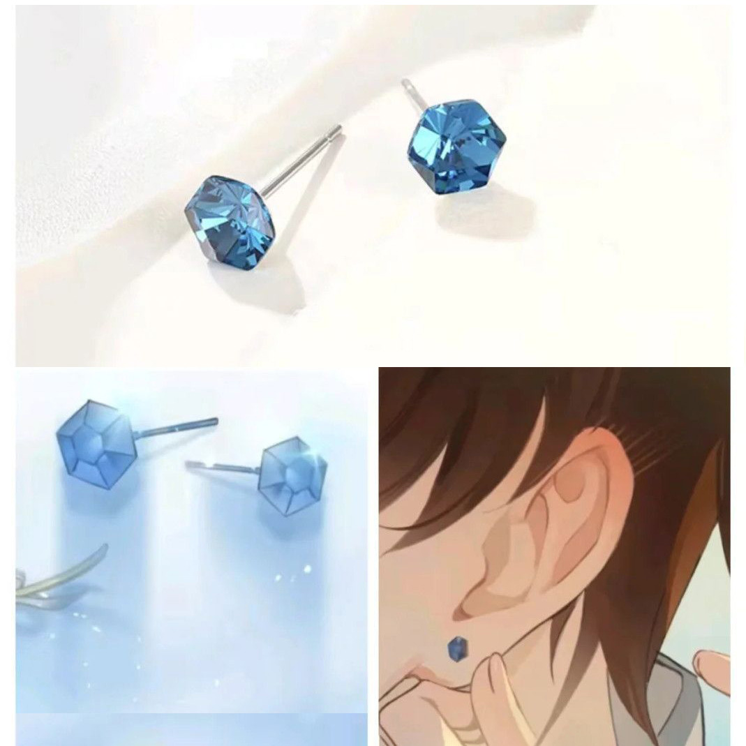 《恋与制作人》白起生日蓝色耳钉小众高品质动漫cos游戏周边耳饰