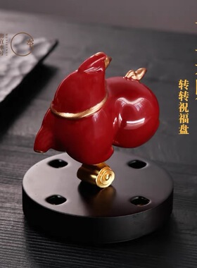物宜本兮马年马上来财福趣味转转祝福盘企业高档商务礼品定制LOGO