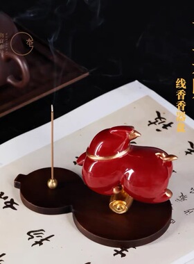 本兮马年马上来财中式葫芦底座线香香盘茶室办公室高档创意摆件