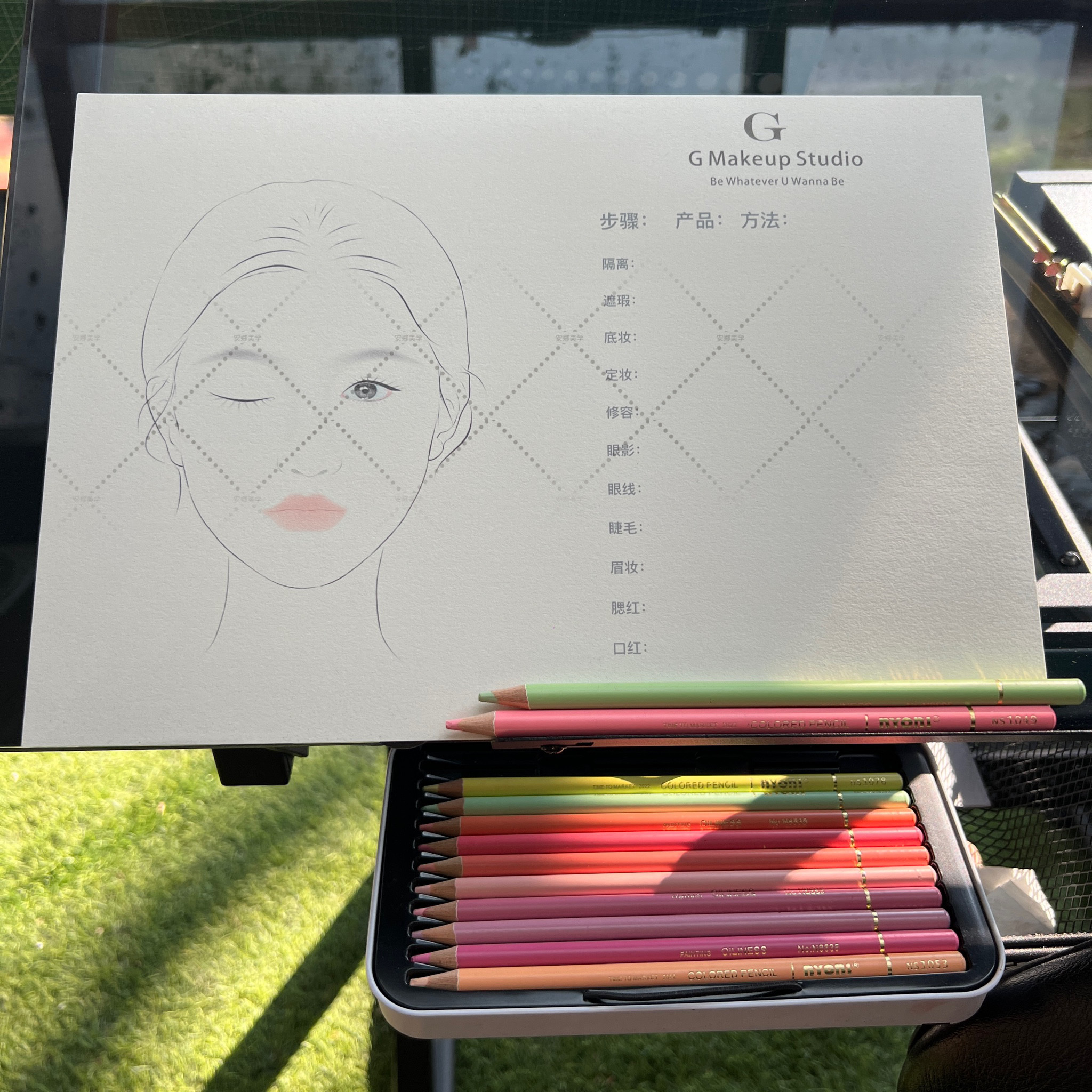 美妆绘画纸初学美妆练习美妆图册有色瞳孔眼影各种脸形化妆练习纸