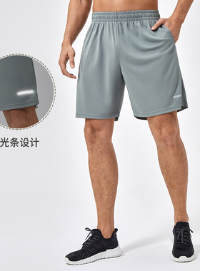 夏季运动短裤男宽松速干健身训练短裤透气反光条跑步五分裤41422