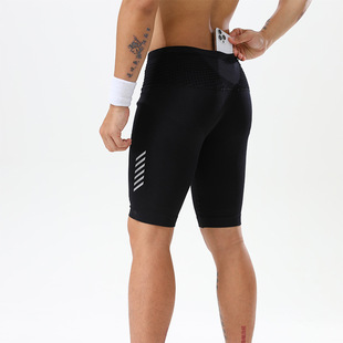 男女款跑步瑜伽紧身马拉松运动短裤五分腰包压缩裤田径训练裤