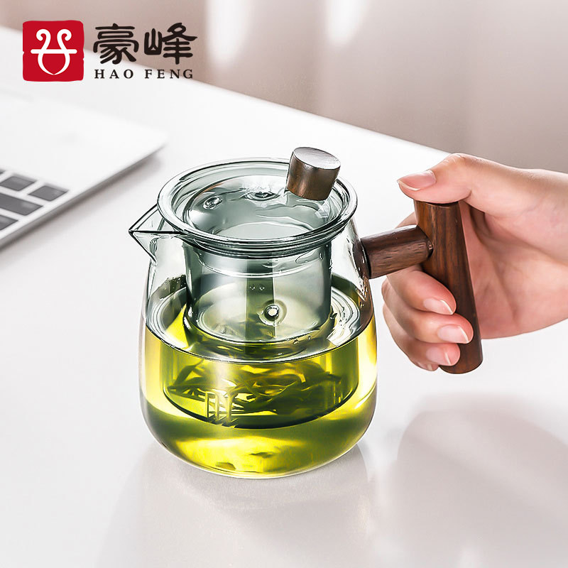 豪峰玻璃泡d茶壶茶水分离过滤泡茶杯耐热透明茶具家用茶道杯
