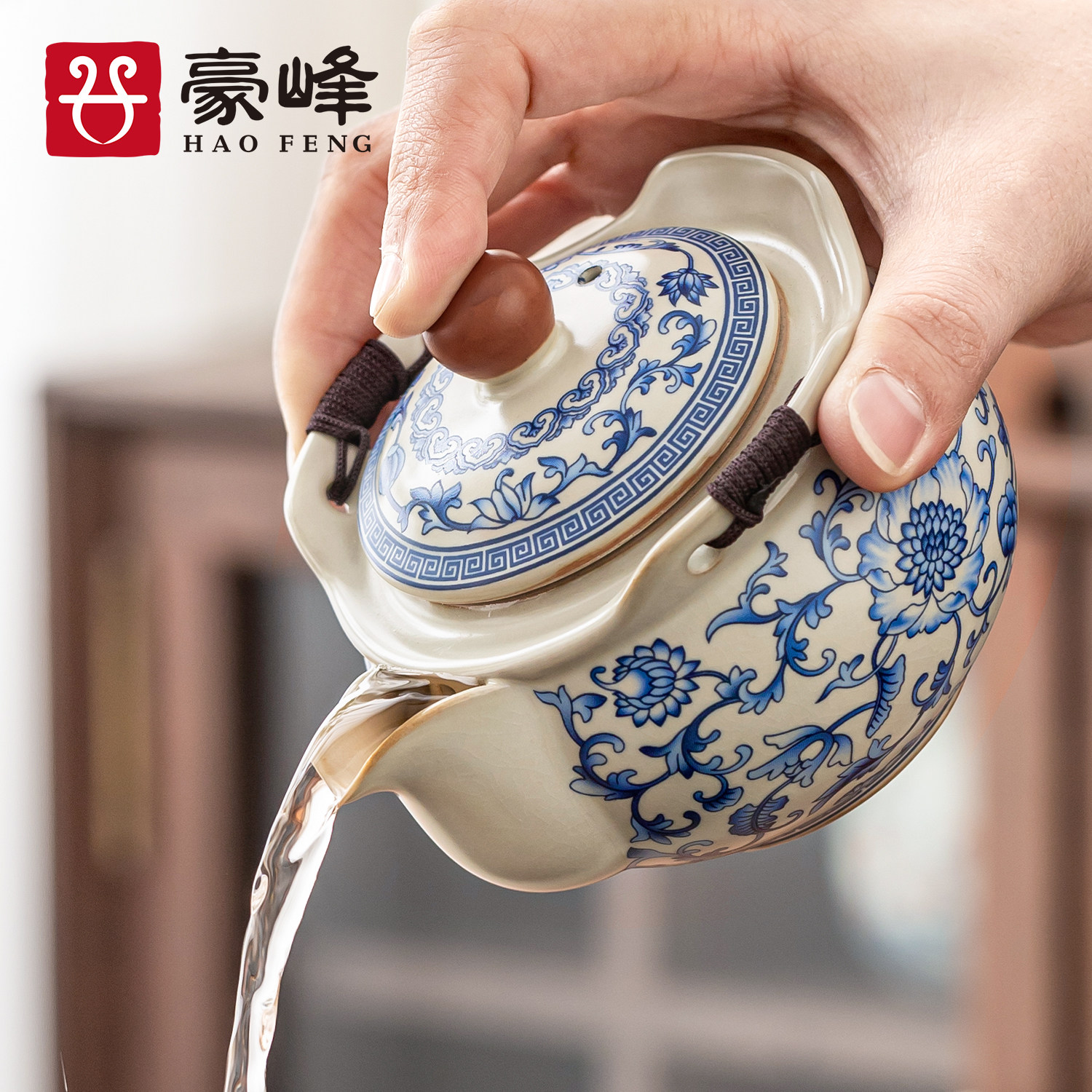 防烫盖碗青花汝窑手抓壶茶杯茶壶家用功夫茶具泡茶茶碗带盖子不烫