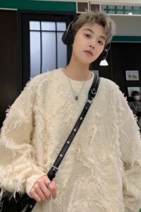 2024秋冬潮牌流苏圆领毛衣男软糯百搭针织衫 B213-8078-P70控88图片
