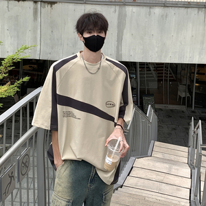 24SS男夏装新款薄款拼接撞色短袖t恤 B213-8133-P38控58图片