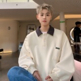 2024秋季华夫格车标刺绣POLO衫男宽松撞色卫衣B213-8074-P50控6，男装卫衣，星座617A-4