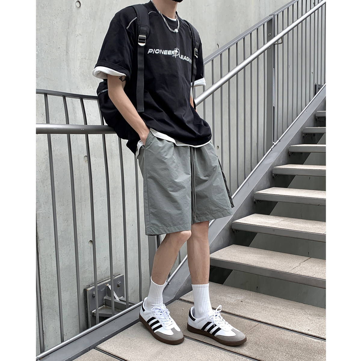 2024美式复古松紧腰短裤男夏季休闲宽松五分裤B213-8140-P38控58,男装休闲裤,星座617A-4