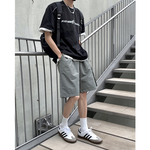2024美式复古松紧腰短裤男夏季休闲宽松五分裤B213-8140-P38控58图片