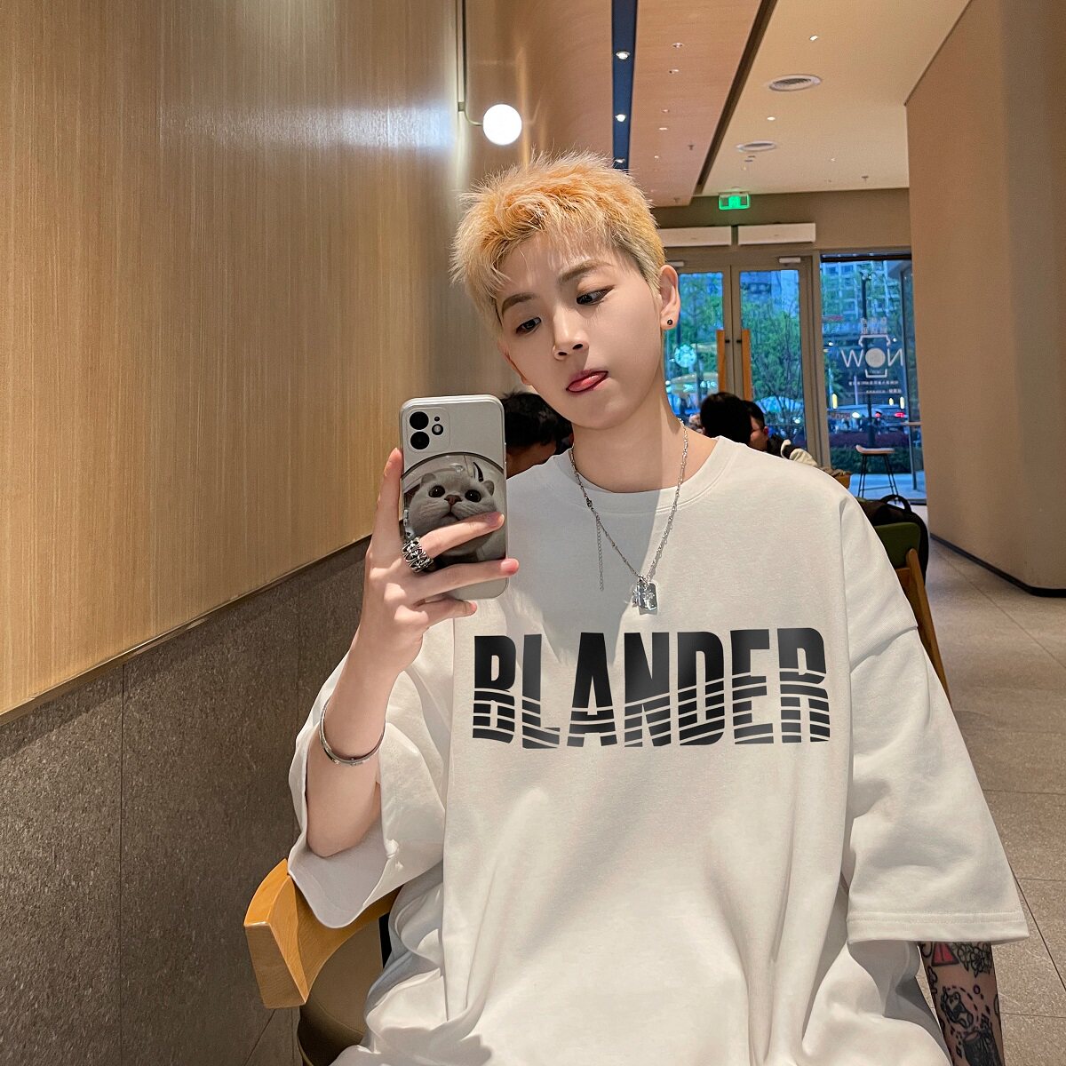 24ss港风宽松t恤短袖男款夏季B213-8129-P25控39,男装T恤,星座617A-4
