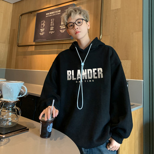 现货 华棉复合加绒加厚硅胶印连帽卫衣男 B213-8123-P70控88图片