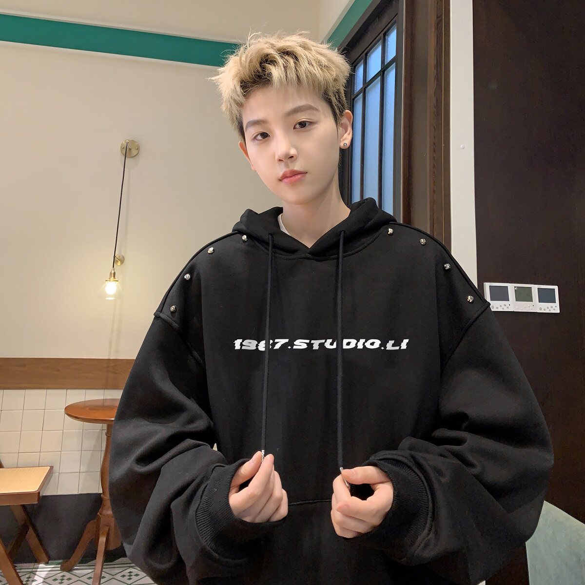 现货冬季华棉复合加绒卫衣男印花打底衫B213-8110-P80控98,男装卫衣,星座617A-4