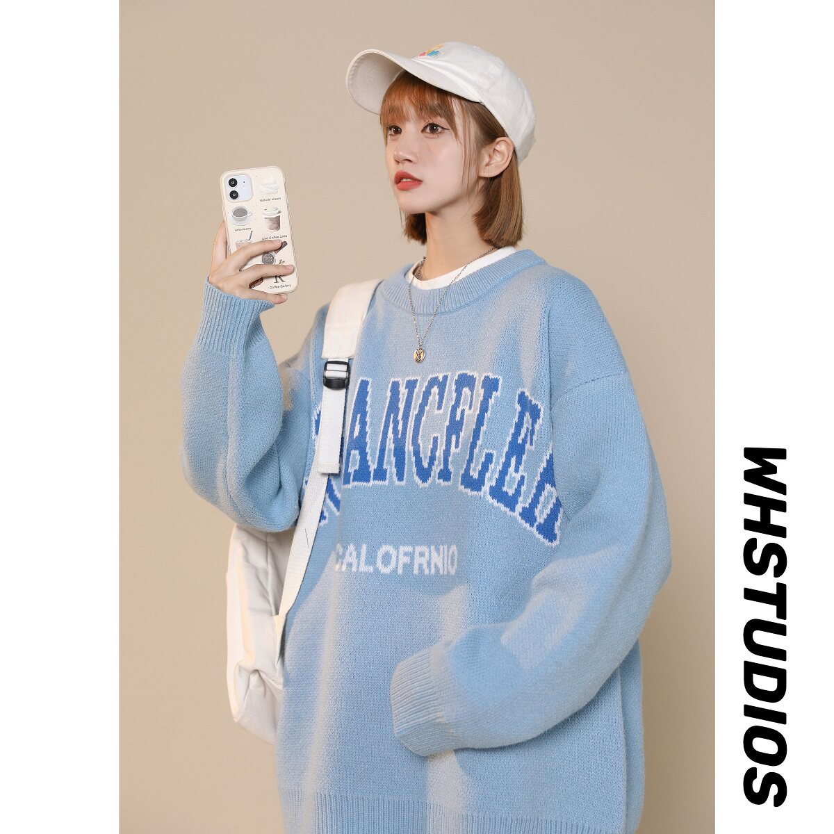 2023 Round neck sweater with embroidered letters for women's unisex B213-7146-P60 control 78_voghion.com