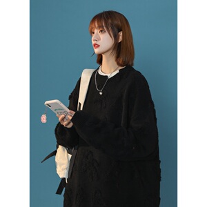 2024冬季假两件毛巾绣毛衣女圆领打底衫 B213-6989-P70控88图片