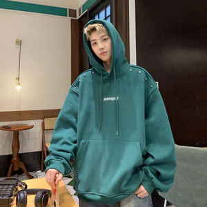 现货 华棉复合加绒加厚铆钉卫衣男印花 B213-8122-P70控88图片