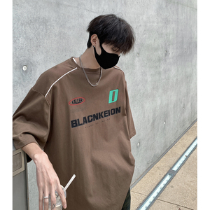 夏季赛车风格男oversize休闲宽松短袖t恤B213-8136-P38控58图片