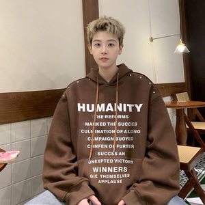2024冬季加绒加厚卫衣男连帽印花打底衫 B213-8102-P80控98图片