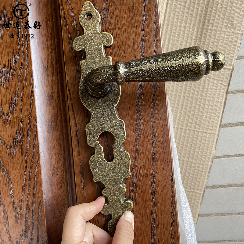 世连泰好纯铜美式复古门锁