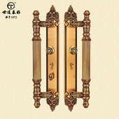 世连泰好全铜双开门拉手把手黄铜欧式 实木门纯铜门防盗门入户门锁