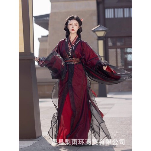 2026新款魏晋侠客风马山楚墓复原款战国袍成人汉服古装女红色直裾