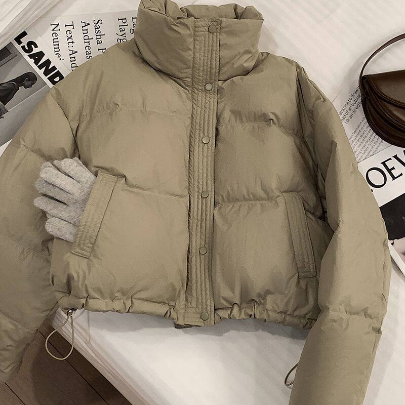 羽绒棉面包服pu皮感棉服女加厚保暖外套冬装短款高腰显瘦棉袄