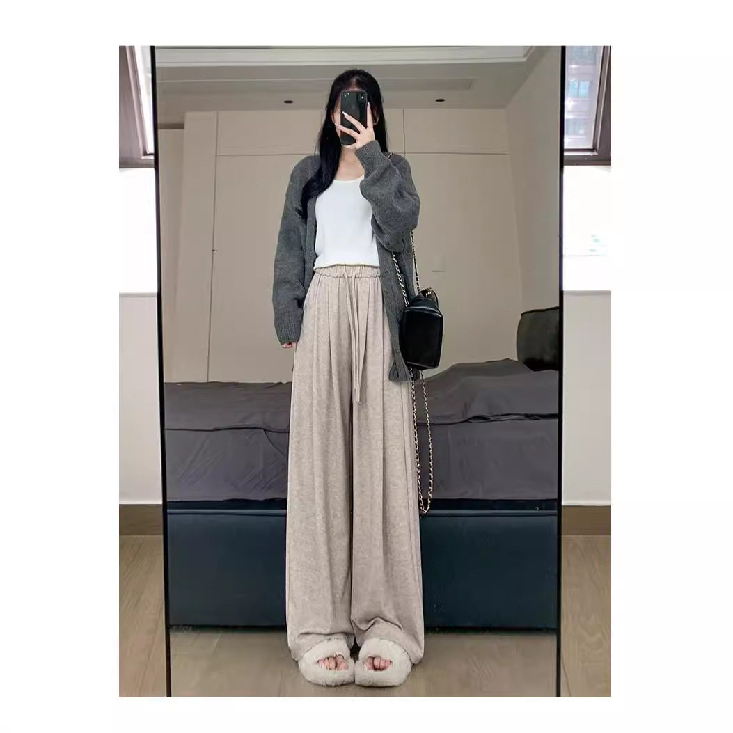 糯米裤子女新款秋冬季垂坠感慵懒风宽松显瘦直筒休闲阔腿裤
