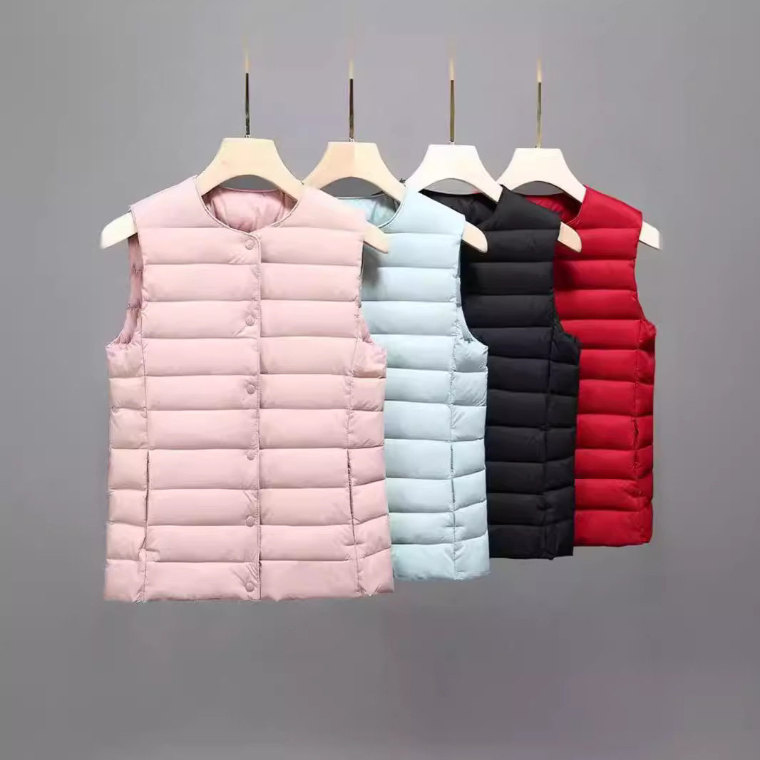 2025新款圆领贴身秋冬短款内穿无袖背心保暖坎肩棉马甲女式时尚女