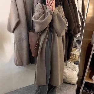 针织开衫 慵懒感小香风过膝中长款 女宽松甜美软糯温柔纯色毛衣外套