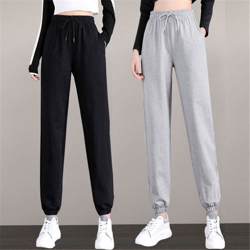 运动裤女春夏冬季宽松束脚年新款小个子灰色休闲裤子跑步卫裤