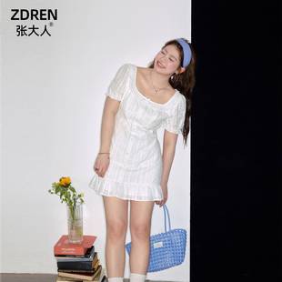 张大人夏季 微胖mm显瘦大方得体连衣裙白色桔梗月光裙 2025大码 女装